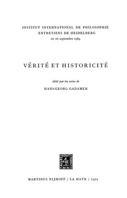 eBook (pdf) Truth and Historicity / Vérité et Historicité de 