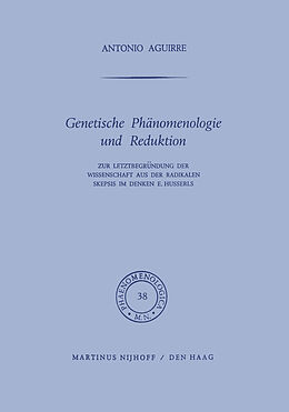 Kartonierter Einband Genetische Phänomenologie und Reduktion von A. Aguirre