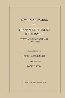Kartonierter Einband Transzendentaler Idealismus von Edmund Husserl