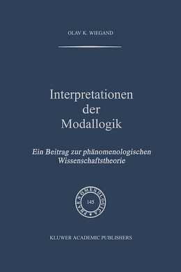Kartonierter Einband Interpretationen der Modallogik von O.K. Wiegand