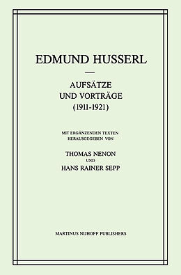 Kartonierter Einband Aufsätze und Vorträge (19111921) von Edmund Husserl