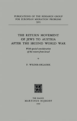 Kartonierter Einband The Return Movement of Jews to Austria after the Second World War von F. Wilder-Okladek