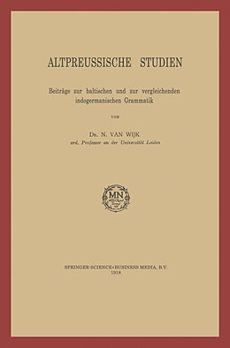 Kartonierter Einband Altpreussische Studien von N. van Wijk
