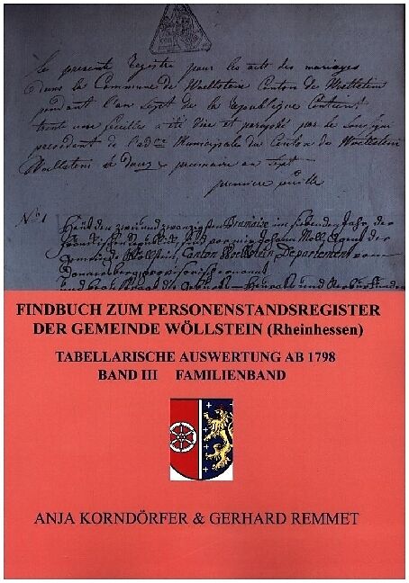 Findbuch zum Personenstandsregister der Gemeinde Wöllstein/ Rheinhessen