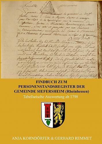 Findbuch zum Personenstandsregister der Gemeinde Siefersheim/ Rheinhessen