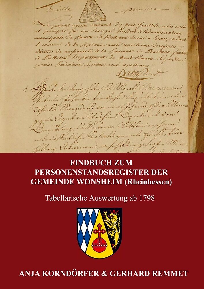 Findbuch zum Personenstandsregister der Gemeinde Wonsheim / Rheinhessen