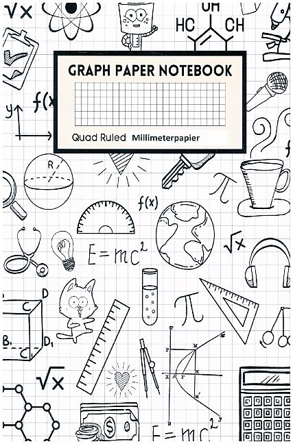 Mathematik Notizbuch Graphisches Papier Notizbuch Notizbuch aus Millimeterpapier - 1/2 Zoll große Quadrate