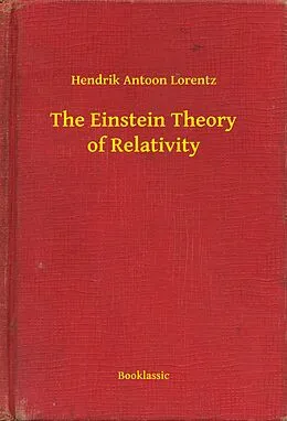 E-Book (epub) Einstein Theory of Relativity von Hendrik Antoon Lorentz