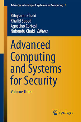 Couverture cartonnée Advanced Computing and Systems for Security de 