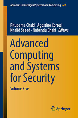 Couverture cartonnée Advanced Computing and Systems for Security de 
