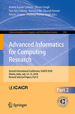 Couverture cartonnée Advanced Informatics for Computing Research de 