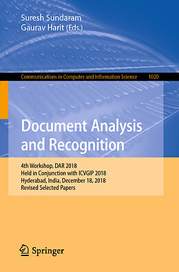 Couverture cartonnée Document Analysis and Recognition de 