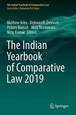 Couverture cartonnée The Indian Yearbook of Comparative Law 2019 de 