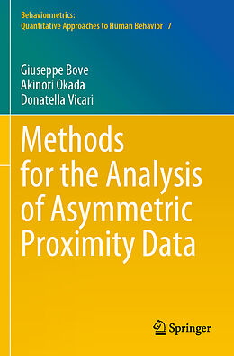 Couverture cartonnée Methods for the Analysis of Asymmetric Proximity Data de Giuseppe Bove, Donatella Vicari, Akinori Okada