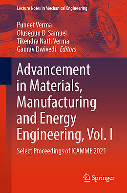 Couverture cartonnée Advancement in Materials, Manufacturing and Energy Engineering, Vol. I de 