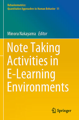 Couverture cartonnée Note Taking Activities in E-Learning Environments de 