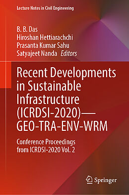 Livre Relié Recent Developments in Sustainable Infrastructure (ICRDSI-2020) GEO-TRA-ENV-WRM de 