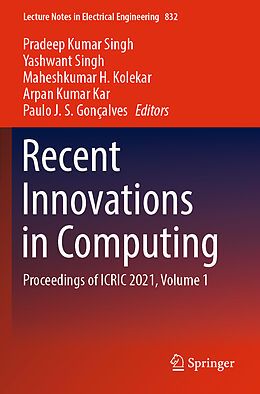 Couverture cartonnée Recent Innovations in Computing de 