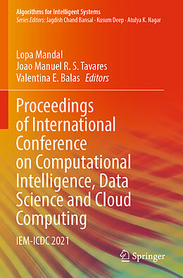 Couverture cartonnée Proceedings of International Conference on Computational Intelligence, Data Science and Cloud Computing de 