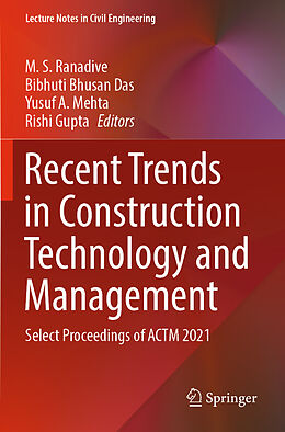 Couverture cartonnée Recent Trends in Construction Technology and Management de 