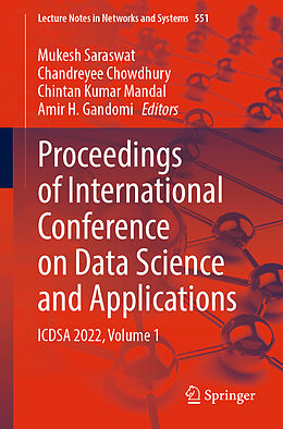 Couverture cartonnée Proceedings of International Conference on Data Science and Applications de 