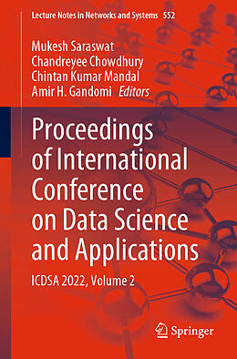 Couverture cartonnée Proceedings of International Conference on Data Science and Applications de 