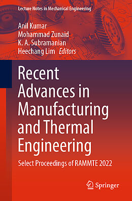 Couverture cartonnée Recent Advances in Manufacturing and Thermal Engineering de 