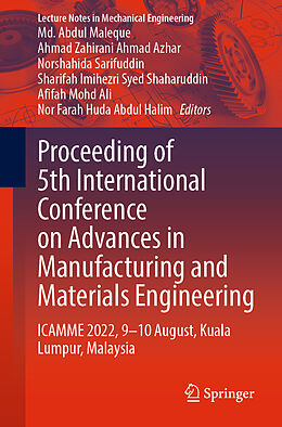 Couverture cartonnée Proceeding of 5th International Conference on Advances in Manufacturing and Materials Engineering de 