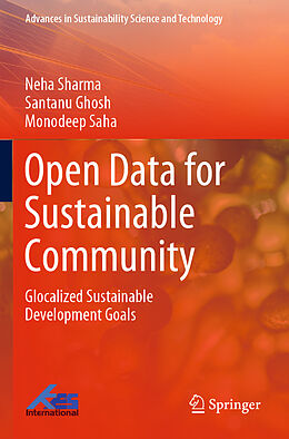 Couverture cartonnée Open Data for Sustainable Community de Neha Sharma, Monodeep Saha, Santanu Ghosh