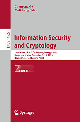 Couverture cartonnée Information Security and Cryptology de 