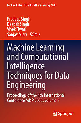 Couverture cartonnée Machine Learning and Computational Intelligence Techniques for Data Engineering de 