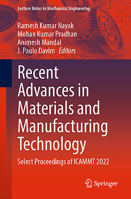 Couverture cartonnée Recent Advances in Materials and Manufacturing Technology de 