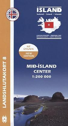 gefaltete (Land)Karte IRK 08 Mid-Island / Island Hochland Regionalkarte 1 : 200 000 von 