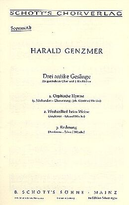 Harald Genzmer Notenblätter Drei antike Gesänge GeWV50