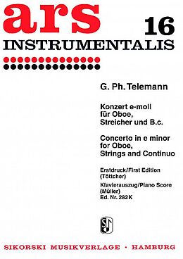 Georg Philipp Telemann Notenblätter Konzert e-Moll für Oboe, Streicher und Bc