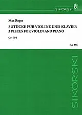 Max Reger Notenblätter 3 Stücke op.79d für Violine und