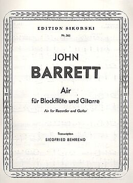 , John Barrett Notenblätter Air für Blockflöte und Gitarre
