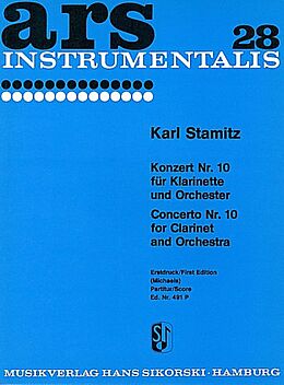 Karl Philipp Stamitz Notenblätter Konzert B-Dur Nr.10 für Klarinette