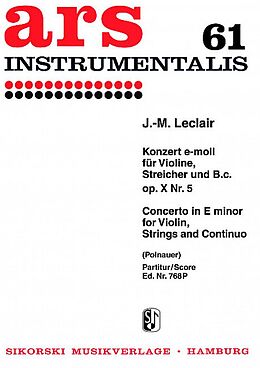 Jean Marie l'Ainé Leclair Notenblätter Konzert e-Moll op.10,5