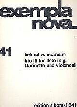Helmut W. Erdmann Notenblätter Trio Nr.3 für Flöte in g, Klarinette