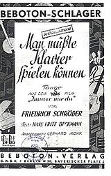 Friedrich Schröder Notenblätter Man müsste Klavier spielen können