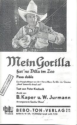 Bronislaw Kaper Notenblätter Mein Gorilla hat ne Villa im Zoo