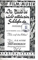 Theo Mackeben Notenblätter Die Nacht ist nicht allein zum Schlafen da
