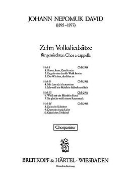 Johann Nepomuk David Notenblätter 10 Volksliedsätze Band 3