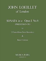 Jean Baptiste Loeillet de Gant Notenblätter Sonate op.1,6 e-Moll