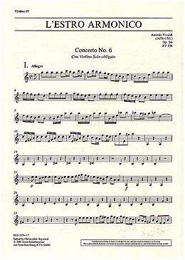 Antonio Vivaldi Notenblätter Konzert a-Moll LEstro Armonico op.3,6 RV356