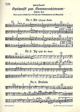 Henry Purcell Notenblätter Spielmusik zum Sommernachtstraum Teil 2