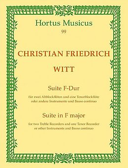Christian Friedrich Witt Notenblätter Suite F-Dur für 3 Blockflöten