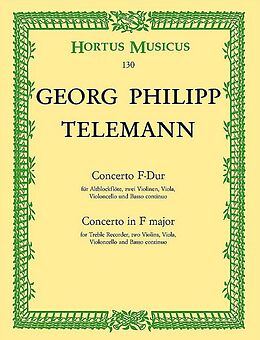Georg Philipp Telemann Notenblätter Konzert F-Dur Blockflöte und