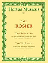 Charles (Carl) Rosier Notenblätter 2 Triosonaten für 2 Altblockflöten